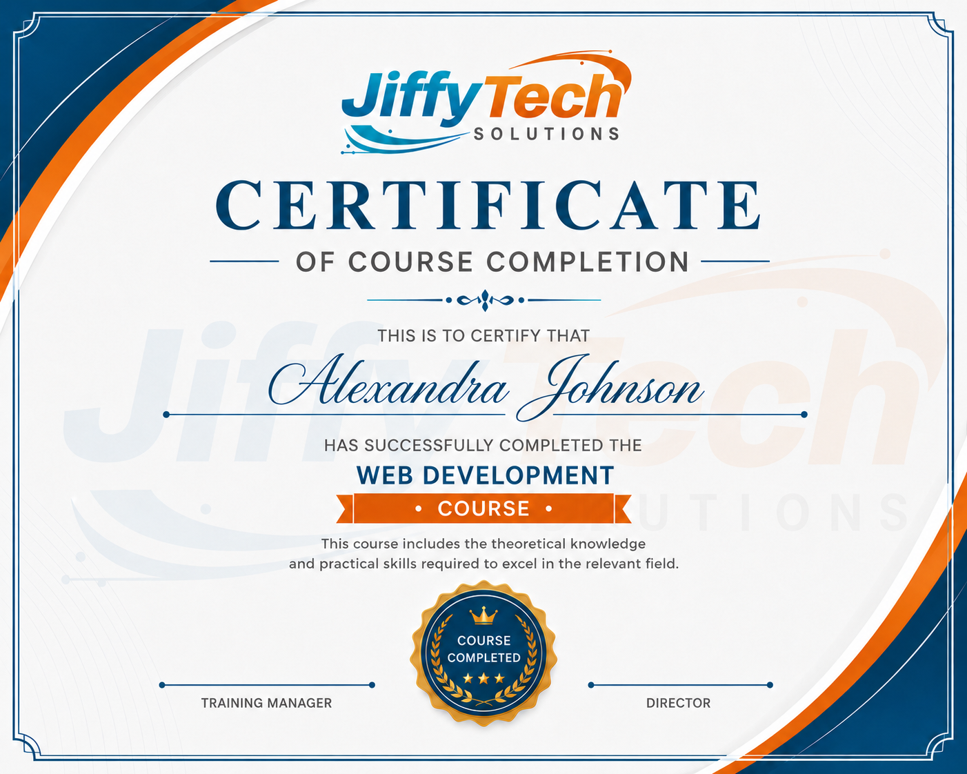training certificate
