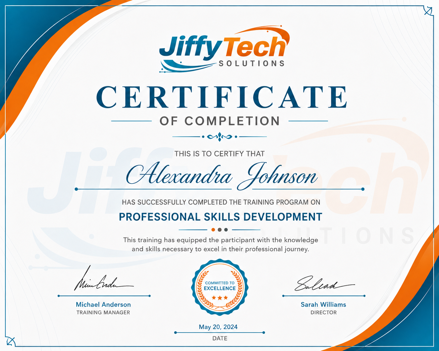training certificate
